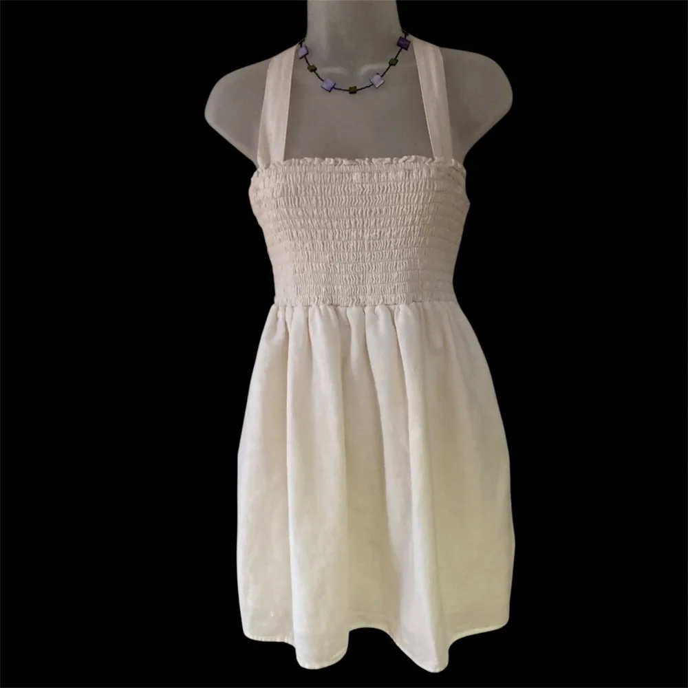 American Eagle Cotton& Linen Cream Sundress Medium EUC